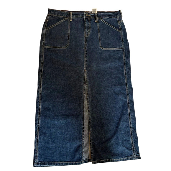 Levi's Dresses & Skirts - Levi Strauss Women's Denim Long Maxi Skirt Size 16 Stretch Dark Wash Front Slit
